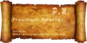 Preininger Mabella névjegykártya